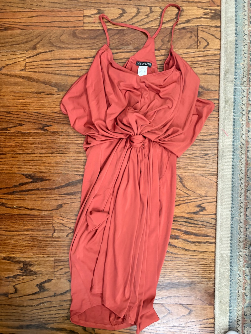VENUS Rust Knot-Front Mini Dress